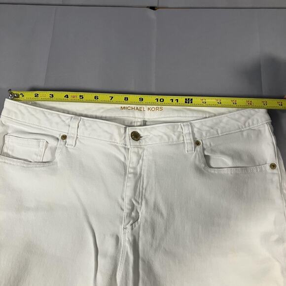 Michael Kors Izzy Cropped Skinny Jeans Womens 14 Stretch Denim Pants Stains - Picture 15 of 16